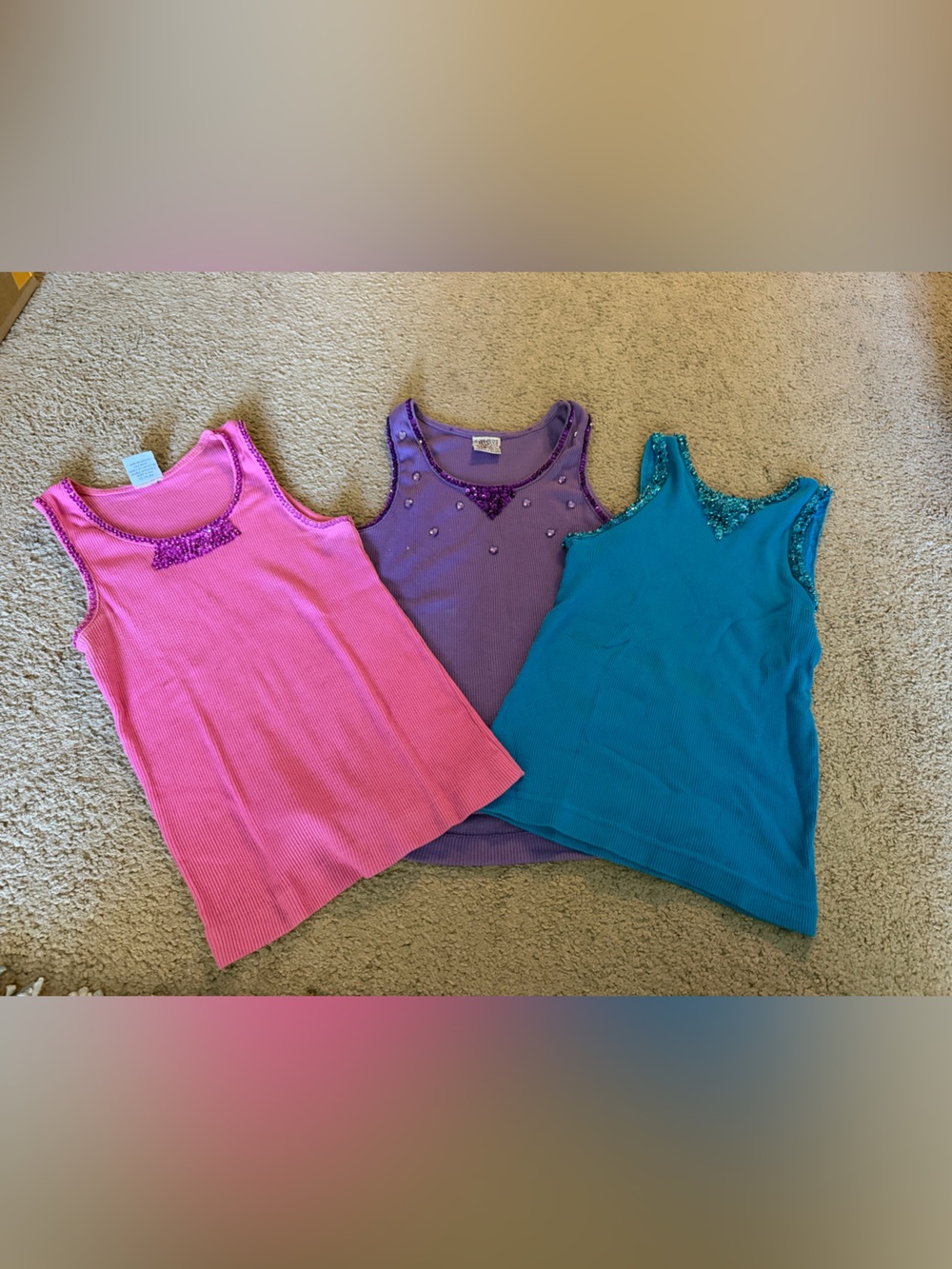 Women’s Ribbed Tank Tops - Pink, Purple & Teal Set